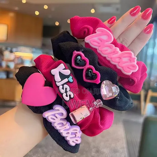 Cute Fluffy Barbie Hair Ties Set - 1
