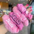 Cute Fluffy Barbie Hair Ties Set - 4