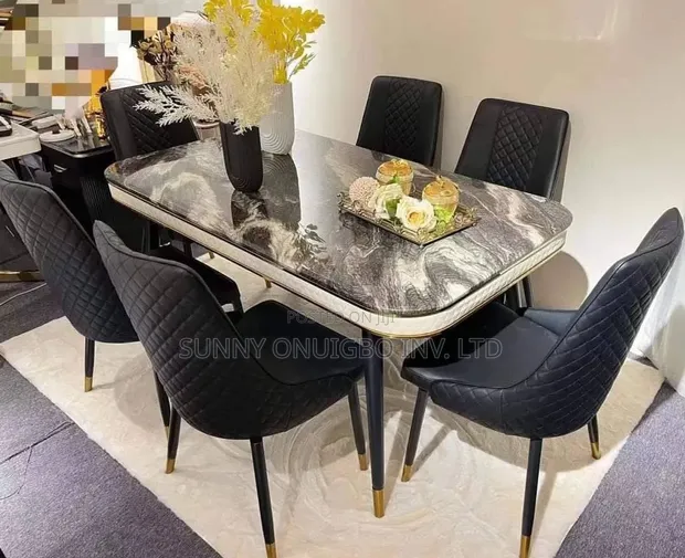 Luxury Marble Dining Table and 6 Chairs - 1