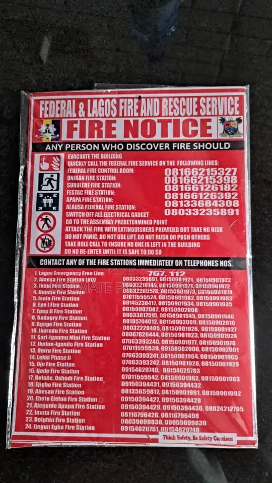 Lagos State Fire Notice Board - Brand New - 1