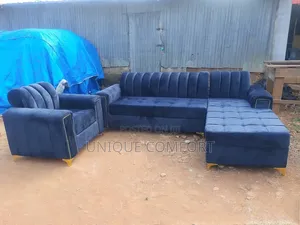 Sofa Mai Girma da Fata, Mai Siffar L da Kujera Daya, Sabo