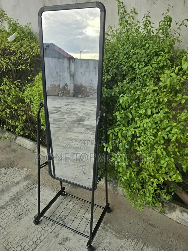 Long Standing Mirror with Rack - 1