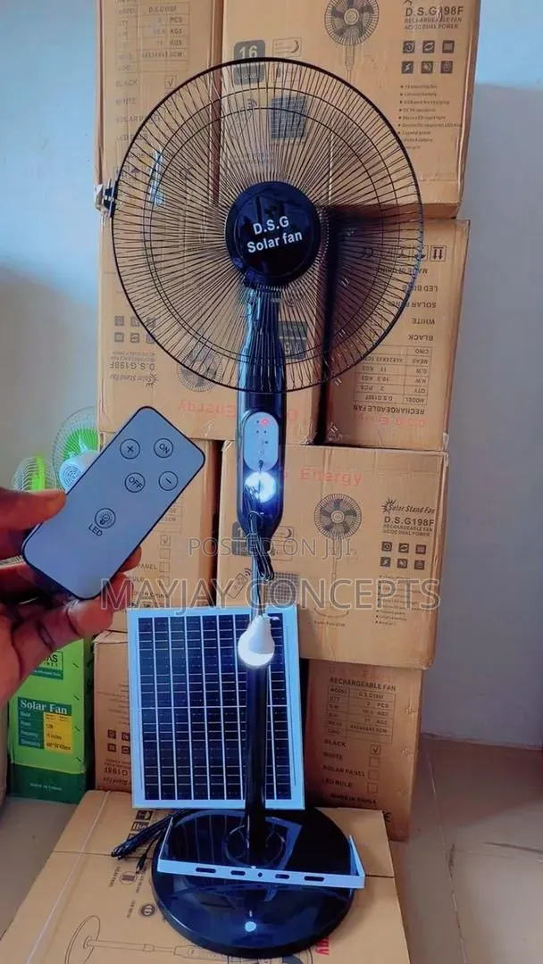 DSG Solar Rechargeable Fan with LED Bulb & Remote - 1