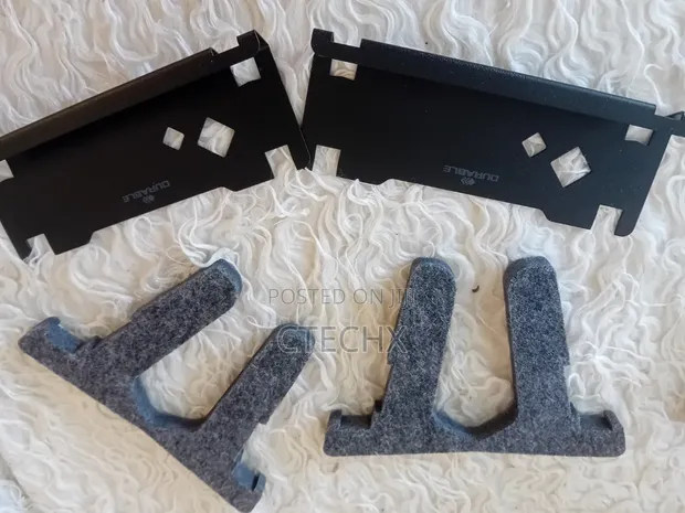 Durable Vertical Laptop Holder with Phone & Tablet Tray - 1
