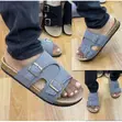 Meibulun Unisex Asymmetric Double Buckle Cork Slides BM-256 - 2