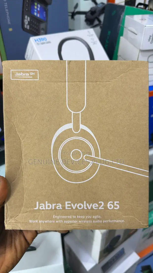 Jabra Evolve2 65 UC Wireless Headphones tare da Link380a, Stereo, Baki - 1
