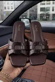 V Collection Women's Rhinestone Buckle Flat Slide Slippers - 2