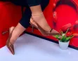 Luxury Satin Slingback Kitten Heels with Gold Buckle - 2
