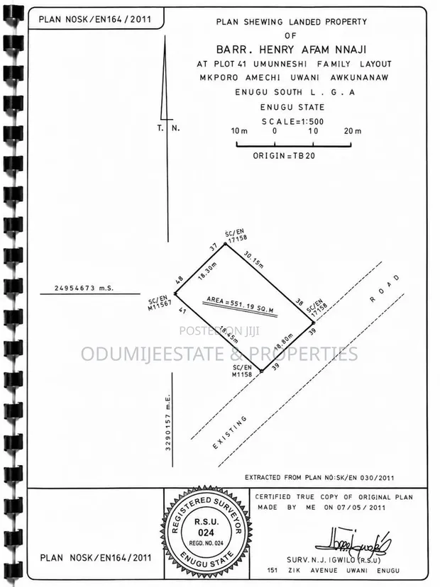 Filin 555sqm Don Siyarwa a Lomalinda Estate, Enugu - 1
