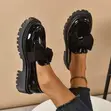 Women's Patent Leather Bow Chunky Platform Loafers - 2