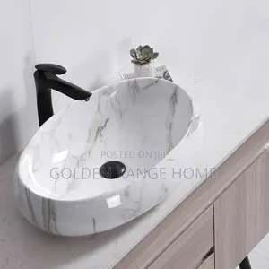 Marble White Ceramic Countertop Basin - Ideal Brand