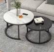2-in-1 Nordic Nesting Coffee Table Set - Faux Marble - 1