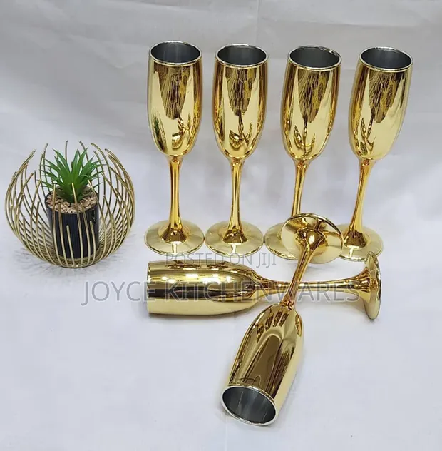 Electroplated Gold Champagne Glasses (Set of 6) - 1