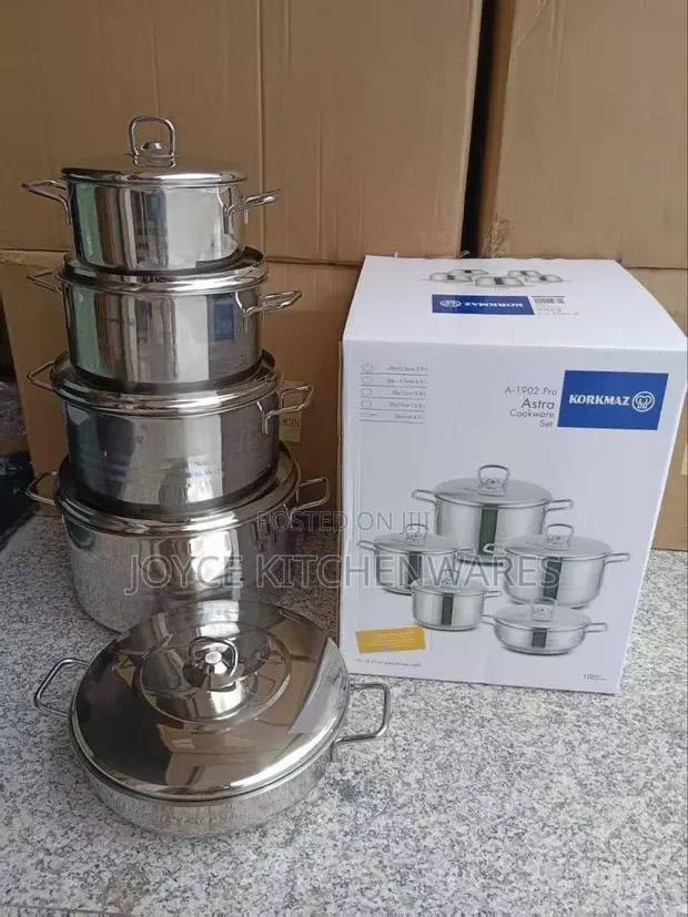 Korkmaz Astra A-1902 Pro 10-Piece Stainless Steel Cookware Set - 1