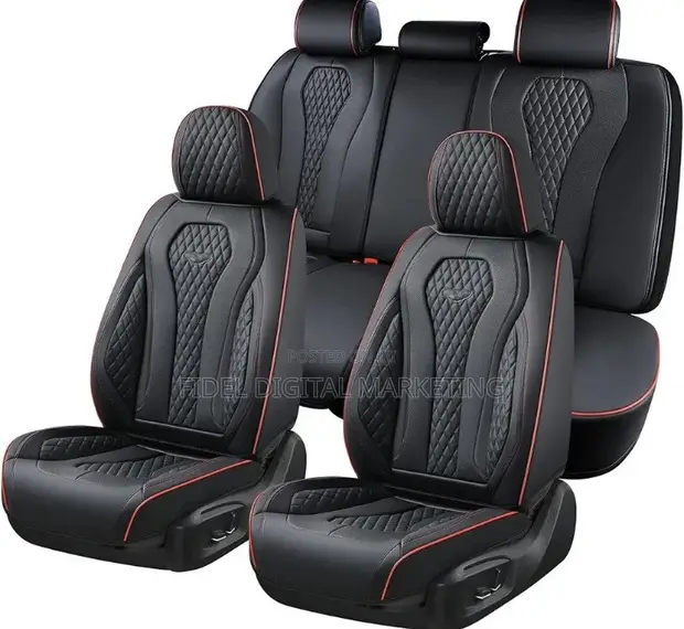 Car Seat Cover - Black with Red Trim - 1