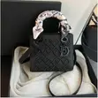 Luxury Black Embroidered Handbag with Silk Scarf - 2