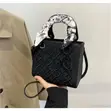 Luxury Black Embroidered Handbag with Silk Scarf - 3