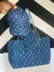 Louis Vuitton Inspired 3-in-1 Denim Tote Bag Set - 1