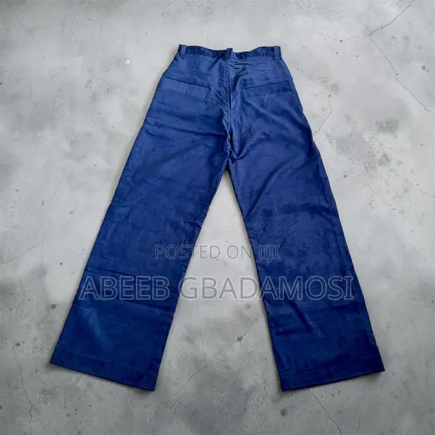Zara Fitted Baggy Corduroy Pants - Blue, Size M - 1