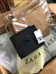 Zara Matte Black Circular Buckle Chain Crossbody Handbag - 1