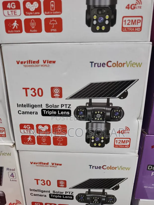 T30 4G Solar PTZ Kamara Mai Tsaro - Gilashi Uku - 1