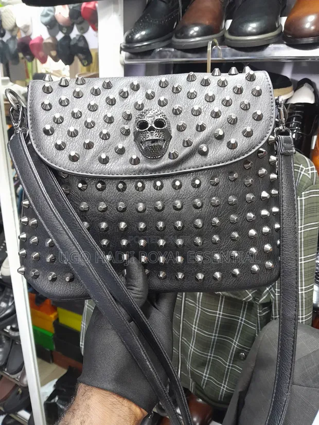 Scarleton Studded Skull Crossbody Shoulder Bag - Black - 1