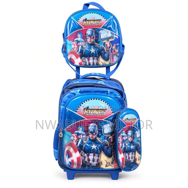 Marvel Avengers Captain America Jerin Jakar Makaranta Mai Kafa - 3-Piece - 1