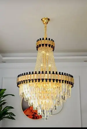 Large Crystal Staircase Chandelier - LED, Color Changing