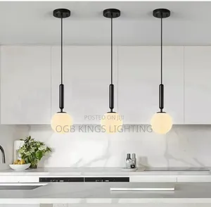 Black Single Pendant Glass Lamp for Kitchen Table