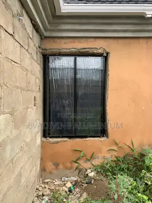 Transom Window with Burglary Protection - Black Aluminum Frame