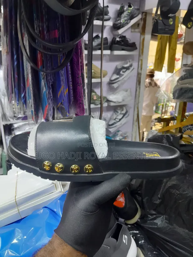 Premium Louis Vuitton Men's Leather Slides - 1