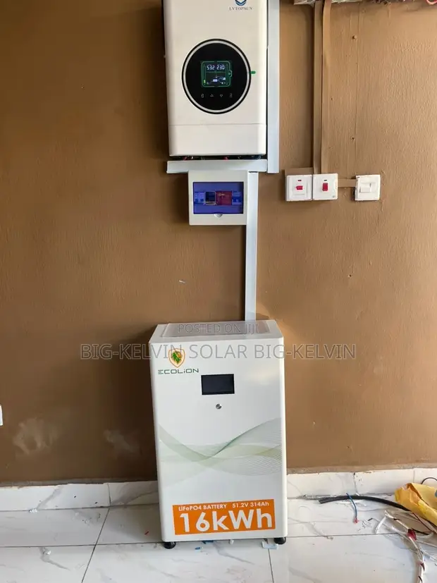 16kWh Ecolion Lithium Solar System tare da 6kVA Hybrid Inverter & 12x600W Panels - 1
