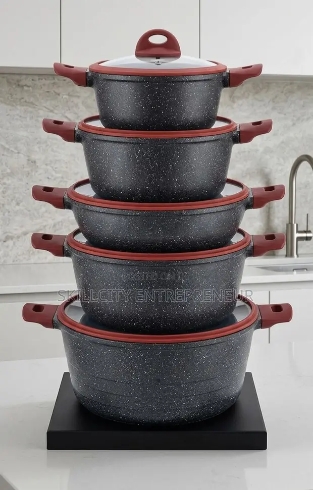 MBH Exclusive Cookware Set, Granite Series, 10 Pieces - 1