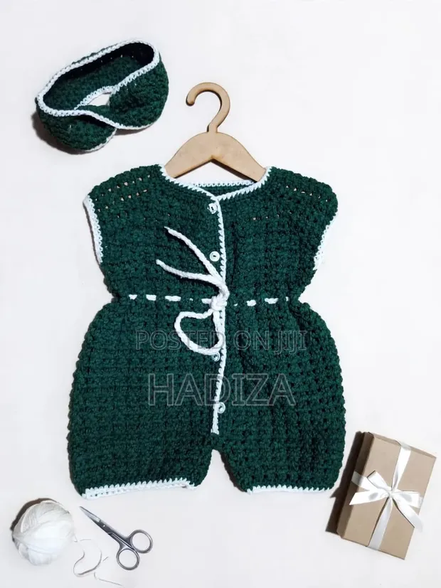 Hand-Crocheted Baby Romper with Headband (3 Months) - 1