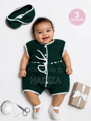 Hand-Crocheted Baby Romper with Headband (3 Months)