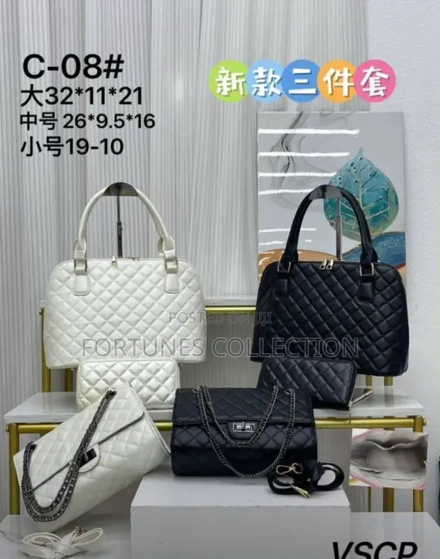Luxury VSCP Chanel Inspired 3-in-1 Diamond Quilted Handbag Set - 1