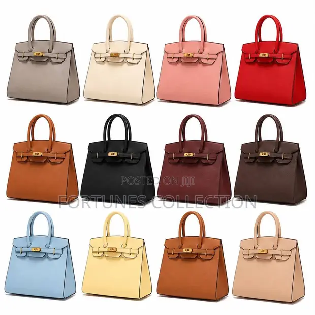 Hermes Inspired Luxury Structured Togo Leather Handbag - 1