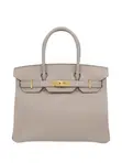 Hermes Inspired Luxury Structured Togo Leather Handbag - 2