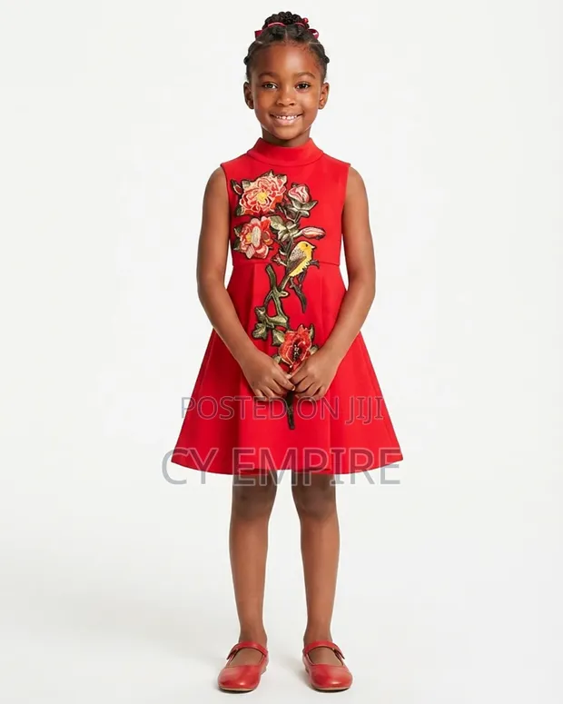 4T Jarumar Red Dress Tare da Applique - 1