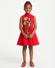 4T Girls Red Dress with Applique - 1