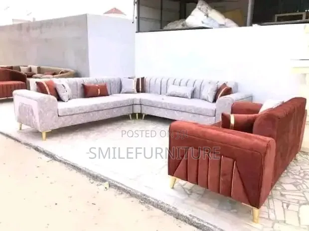 Home Interiors L-Shape Sofa Chairs (7 Seater) with Center Table - 1