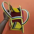Woven Burgundy and Yellow Basket Bag - 1