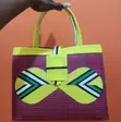 Woven Burgundy and Yellow Basket Bag - 2