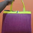 Woven Burgundy and Yellow Basket Bag - 4
