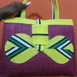 Woven Burgundy and Yellow Basket Bag - 5