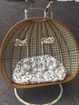 Double Seater Rattan Egg Swing Chair with Stand & Cushions - 2