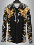 Men's Luxury Black Gold Eagle Long-Sleeve Shirt - 2