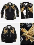 Men's Luxury Black Gold Eagle Long-Sleeve Shirt - 3