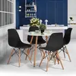 Mid-Century Modern Dining Set Mai Zagaye - Farin Tebur & Bakaken kujeru - 1