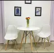 Mid-Century Modern Dining Set Mai Zagaye - Farin Tebur & Bakaken kujeru - 2